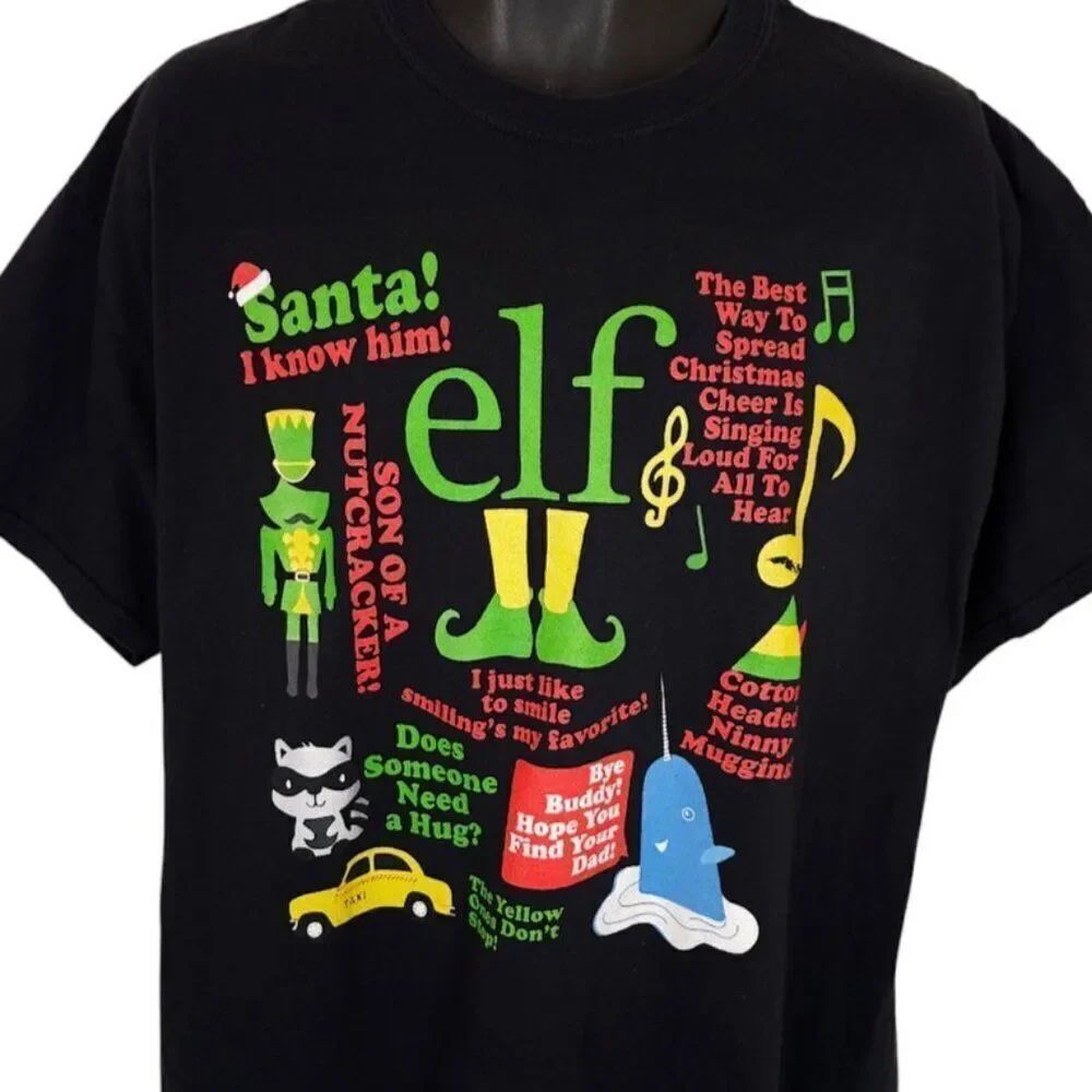 Elf Movie T Shirt Mens Size XL Black Christmas Will Ferrell Buddy Holiday